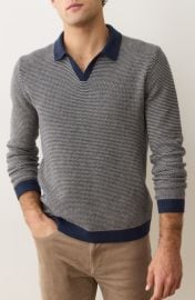 Marine Layer Liam Johnny Collar Long Sleeve Sweater Polo at Nordstrom
