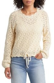 Marine Layer Pointelle Drawstring Waist Sweater at Nordstrom