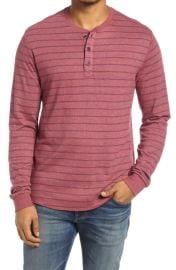 Marine Layer Stripe Double Knit Long Sleeve Henley at Nordstrom