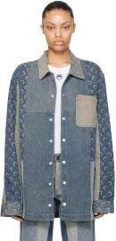 Marine Serre Blue Regenerated Denim Shirt at ssense