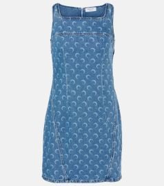 Marine Serre Crescent Moon Denim Sheath Minidress at Mytheresa