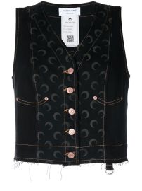 Marine Serre Crescent moon-print Patchwork Waistcoat - at Farfetch