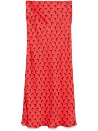 Marine Serre Crescent moon-print Satin Midi Skirt Red at Farfetch