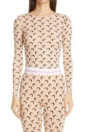 Marine Serre Fitted Moon Print Top in Tan With Black Print  at Nordstrom