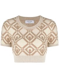 Marine Serre Moon Diamant-jacquard Crop Top - at Farfetch