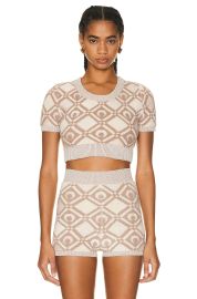 Marine Serre Moon Diamant jacquard crop top at FWRD