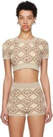 Marine Serre Moon Diamant jacquard crop top at ssense