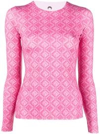 Marine Serre diamond-print long-sleeve Top - at Farfetch