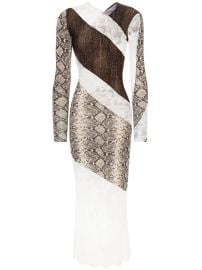 Marine Serre floral-lace Panelled Midi Dress Brown at Farfetch