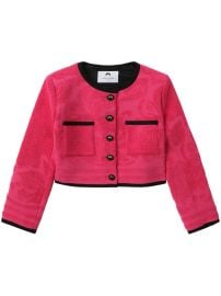 Marine Serre towelling-effect Collarless Cropped Jacket - at Farfetch