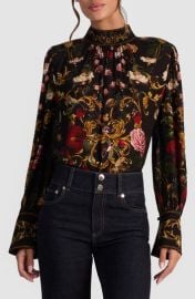 Marion Mock Neck Floral Blouse at Nordstrom
