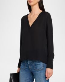 Mariposa Silk Georgette V-Neck Blouse at Neiman Marcus