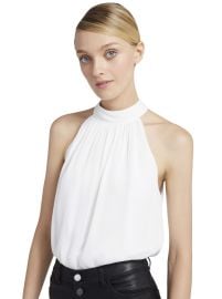 Maris Halter Neck Gathered Top In White Alice And Olivia at Alice + Olivia