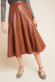 Mariska Faux Leather Midi Skirt by Maeve at Anthropologie