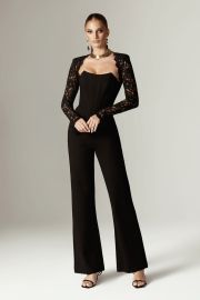 Marisol Guipure Lace Corset Jumpsuit Black at Alieva