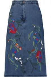 Marisol embroidered denim midi skirt at The Outnet