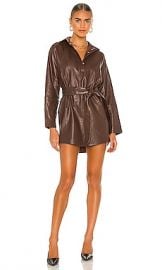 Marissa Webb Madi Mini Leather Tunic Dress in Chestnut at Revolve