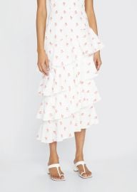 Markarian Laura Geometric-Print Tiered Ruffle Midi Skirt - at Bergdorf Goodman