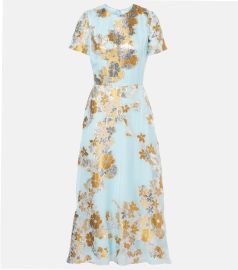 Markarian Mae Metallic Floral Chiffon Midi Dress at Mytheresa