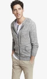 Marled Hooded Zip Front Cardigan at Express