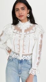 Marlo Eyelet Peplum Blouse by Alice Olivia at Shopbop