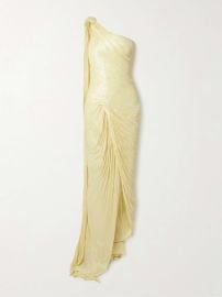 Marmar Halim One shoulder Draped Pliss silk Gown at Net a Porter