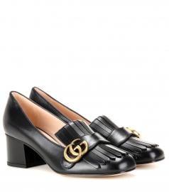 Marmont leather loafer pumps at Gucci