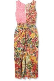 Marni - Ruched floral-print cotton-poplin midi dress at Net A Porter