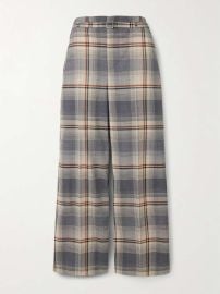 Marni Belted checked crepe wide leg pants at Net a Porter