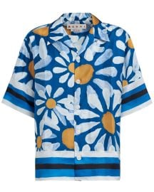 Marni Blue Daisy Print Collared Shirt Stanley Korshak at Stanley Korshak