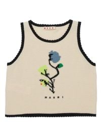 Marni Kids Floral Trim Top Neutrals at Farfetch
