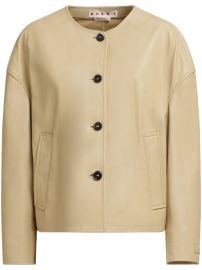 Marni Leather Jacket Neutrals at Farfetch