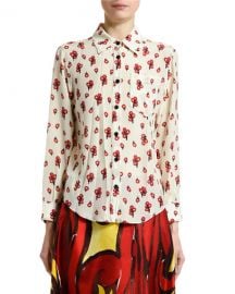 Marni Peace-Print Silk Button-Front Blouse at Neiman Marcus