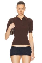 Marni Short Sleeve Polo Sweater in Moca FWRD at FWRD