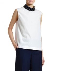 Marni Sleeveless Cotton Poplin Jewel-Neck Blouse at Neiman Marcus