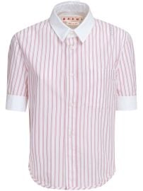 Marni Striped Cotton Shirt Red at Farfetch
