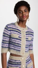 Marni Striped Crop Fuzzy Mohair Cardigan at Shopbop