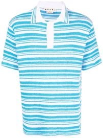 Marni Striped Rib Knit Polo Shirt at Farfetch