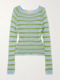 Marni Striped cotton and brushed mohair blend sweater at Net a Porter