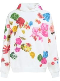 Marni White cotton hoodie with flower prints at Farfetch