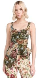 Marques Almeida Brocade Peplum Corset Top Green Flower Brocade 4 at Shopbop