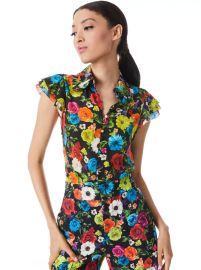 Martel Flutter Sleeve Blouse In Flower Garden Lg  Alice And Olivia at Alice + Olivia