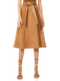 Martine Belted Suede Midi Skirt In Camel  Alice And Olivia at Alice + Olivia