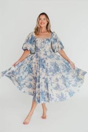 Mary Elizabeth Midi Dress in Blue Worth Collective at Worth Collective