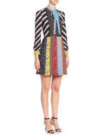 Mary Katrantzou - Knight Long-Sleeve Tie-Neck Pleated Dress at Saks Off 5th