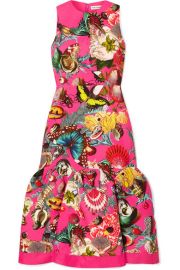 Mary Katrantzou - Raven moire-trimmed printed cloqu   midi dress at Net A Porter