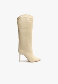 Maryana Knee-High Boots - Croc-Embossed Leather Stiletto Heel Schutz Shoes SCHUTZ at Schutz