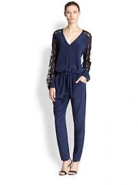 Mason by Michelle Mason - Sheer Lace-Paneled Silk Jumpsuit at Saks Fifth Avenue