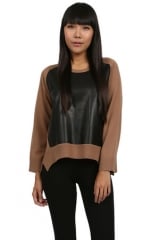 Mason by Michelle Mason Leather Front Sweater at Couture Candy