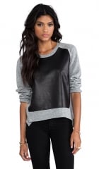 Mason by Michelle Mason Leather Front Sweater in Grey  REVOLVE at Revolve